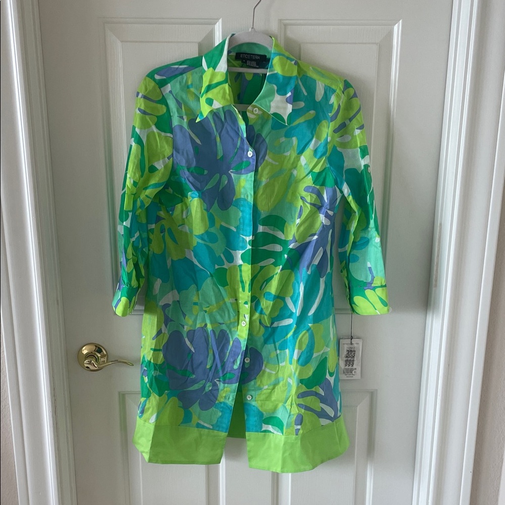 Etcetera Green and Blue Swim Coverup